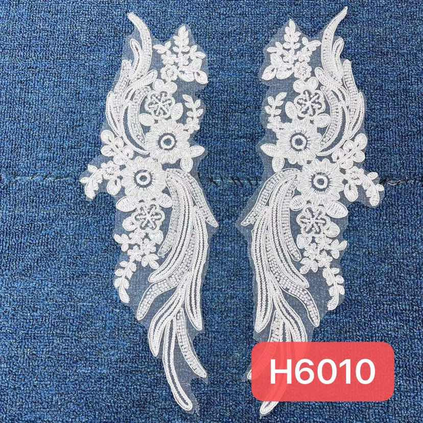 Cuentas de trabajo pesado 3D decal de encaje blanco plumas flor parche vestido de boda accesorios DIY 32cm de largo image 4