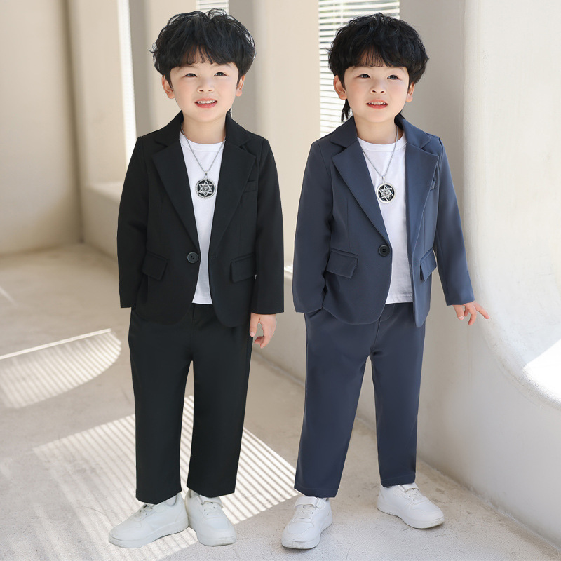 小孩演出钢琴礼服男儿童西装套装休闲西服男孩春秋韩版潮春装童装