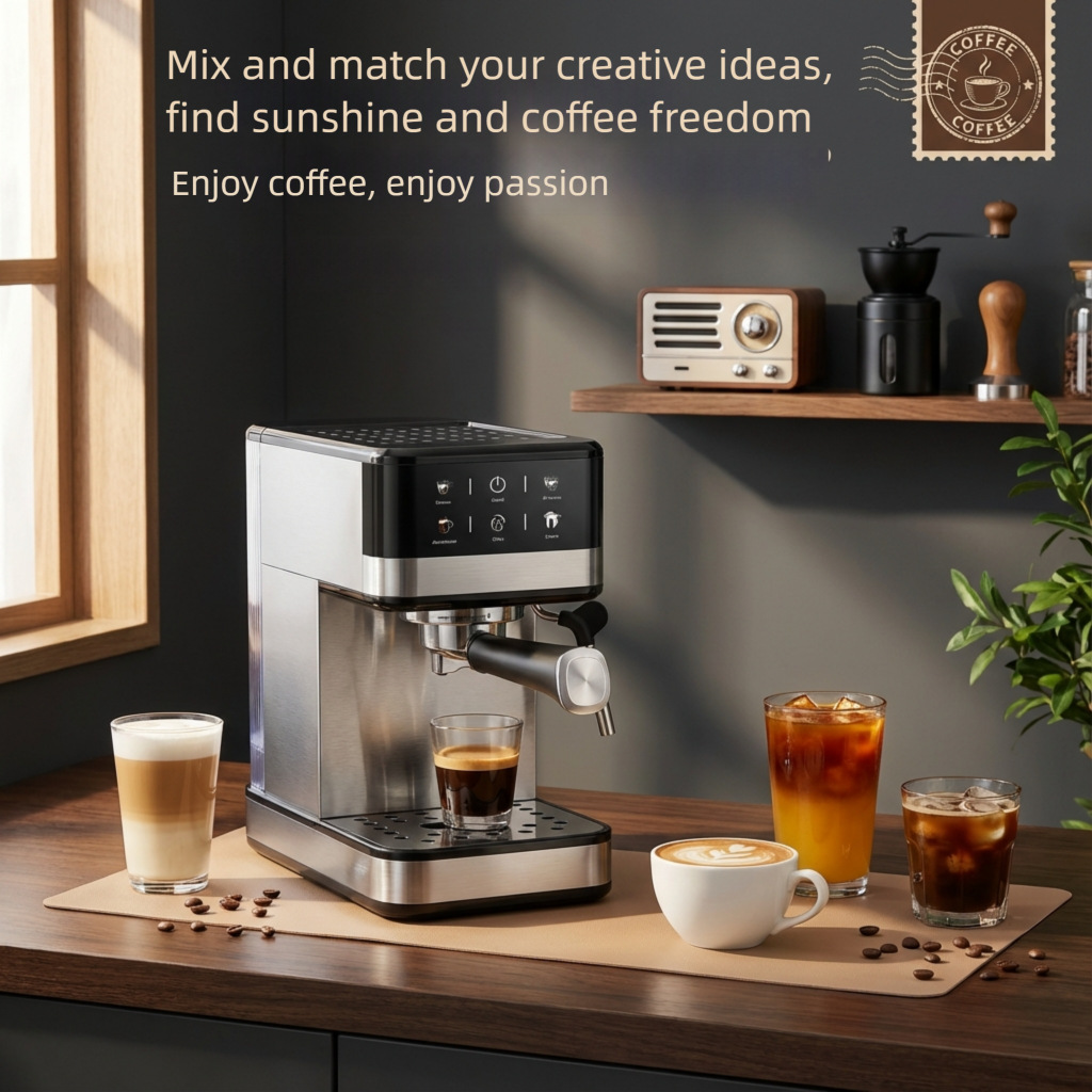 20Bar Italian Coffee Machine for Home Use, Small and High-Quality, Pump Pressure Milk Frother Machine