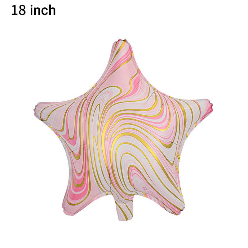 18 pulgadas corazón de melocotón estrella de cinco puntas globo de película de aluminio fiesta de cumpleaños decoración de boda ágata amor textura en forma de corazón globo al por mayor