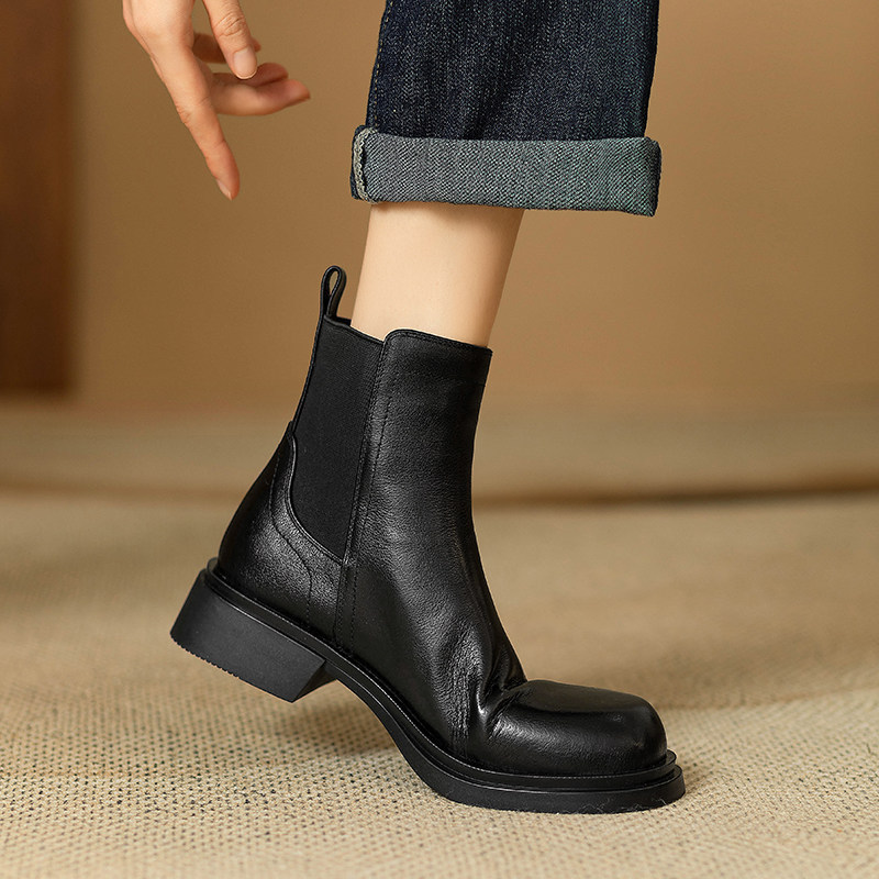 [In Stock] A1988-18 Super Comfortable Retro Women's Martin Boots Versatile and Comfortable Chunky Mid-Heel Ankle Boots