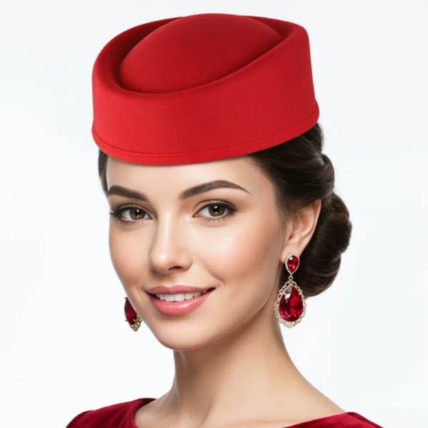 Popular Beret Stewardess Hat, Woolen Hat, Retro British Style Women's Felt Hat, Fashionable Band Stage Performance Hat