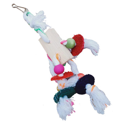 new pattern parrot Toys Loofah Block Cotton rope Toys Bite Molar Toys cage parts