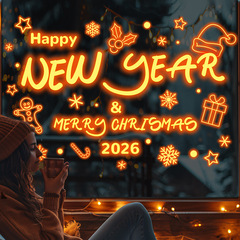 愛客JD4653クリスマス光感雪花newyearアルファベットガラス貼りデパート雰囲気感静電気シール