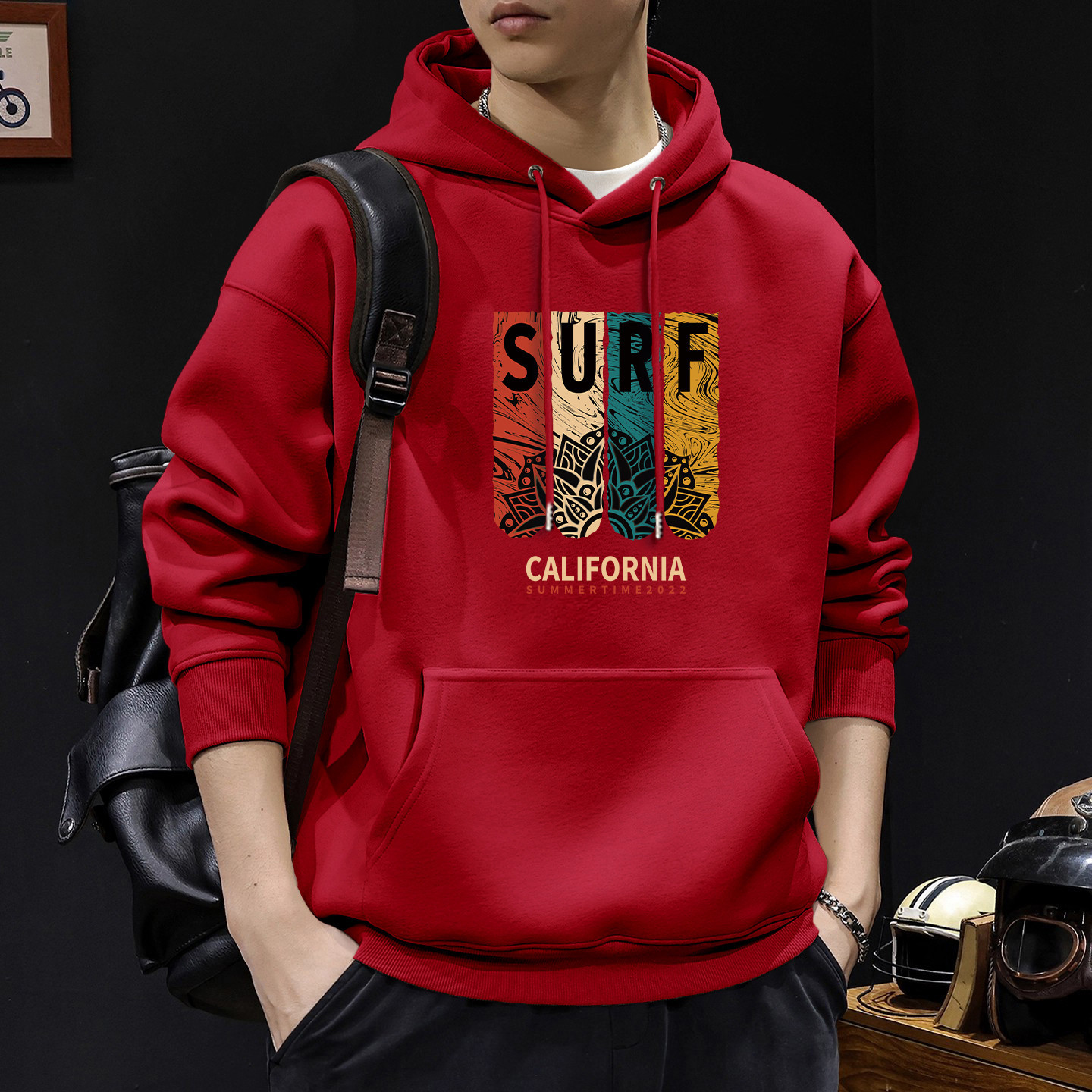 Chaqueta con capuz para hombres con veludo de otoño americano ropa de alta calle marca de moda de otoño y invierno chaqueta pesada de alto gramo