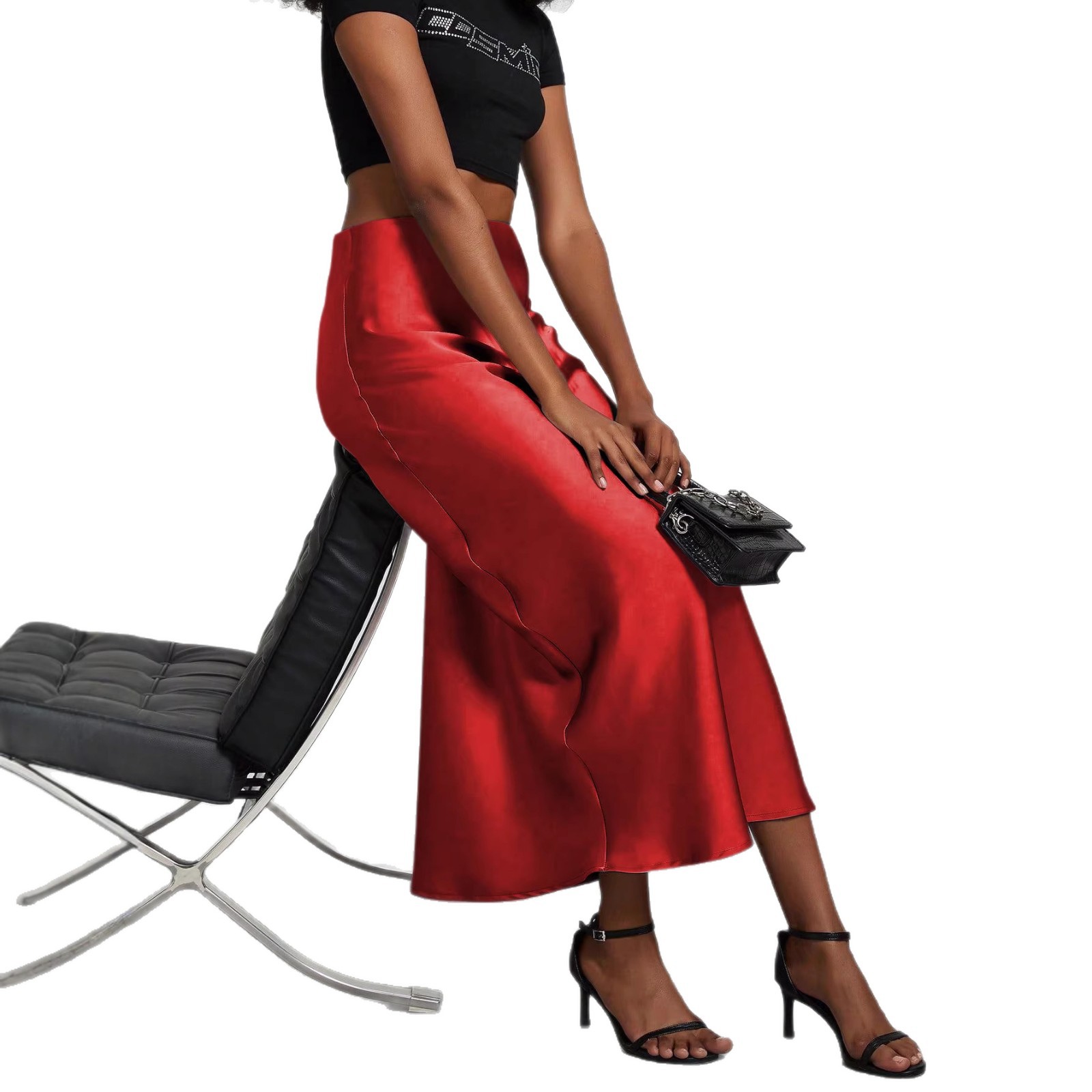 Cross-Border European and American Style Autumn and Winter Hot-Selling Drapey Skirt, High-Waisted Slimming Elegant Hip-Hugging Straight Skirt