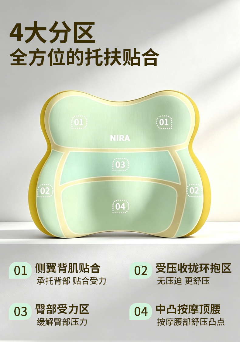Car Lumbar Support Headrest for Long Sitting, Seat Lumbar Support, Car Accessories, Waist and Neck Protection, Car Cushion, Lumbar Pillow
