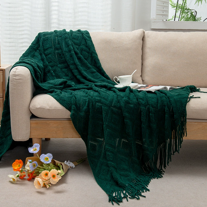 39001 terry ring diamond leisure blanket four season knitted thread blanket Bed and bed with blanket Hotel bed blanket Geometric blanket