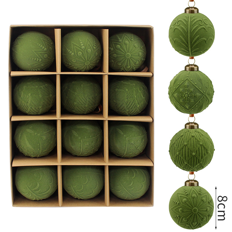 Bolas de Navidad flocado bolas de Navidad bolas de Navidad 8cm / 12pcs bolas de Navidad árbol de Navidad colgante de decoración Navidad