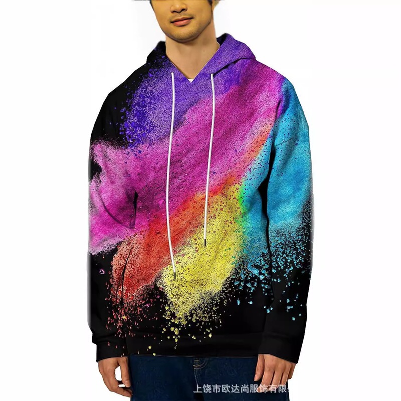 Cross-Border Foreign Trade 2025 Autumn and Winter New Style 3D Digital Printing Colorful Graphic Men's Hooded Sweatshirt Couple's Hoodie Cross-Border Foreign Trade 2025 Autumn and Winter New Style 3D Digital Printing Colorful Graphic Men's Hooded Sweatshirt Couple's Hoodie
