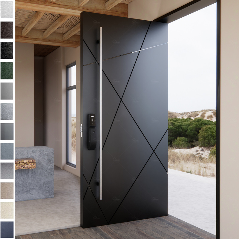 Anti-Theft Cast Aluminum Pivot Door for Foreign Trade Export, High-End Entry Door Pivot Door, Villa Main Door, Stainless Steel Offset Door