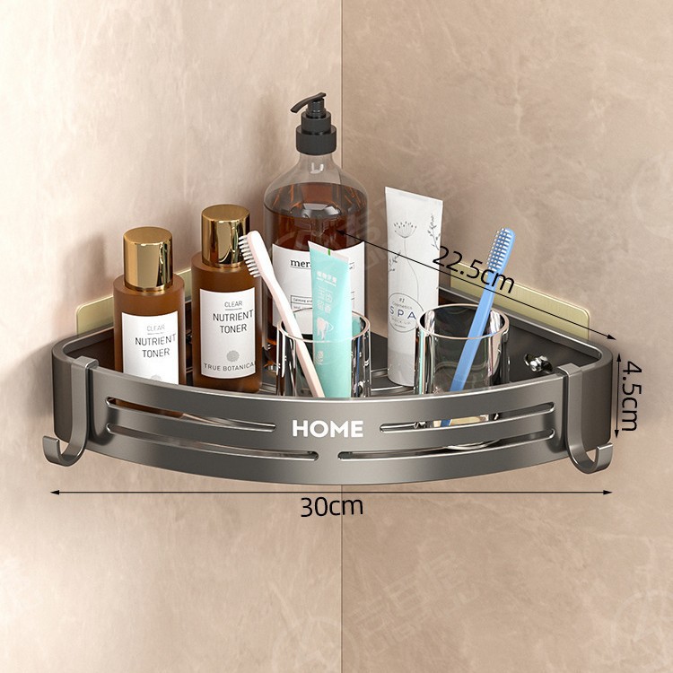 Estante Esquinero Triangulada de Baño de Aleación de Aluminio, Sin Perforación