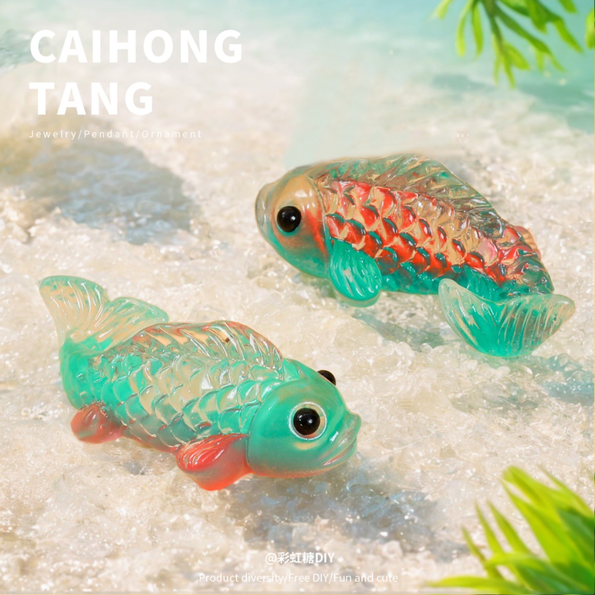 Simulación de resina miniatura carpa luminosa muñeca DIY accesorios de joyería creativo pinzas de pelo hechas a mano pegatinas de refrigerador caseras