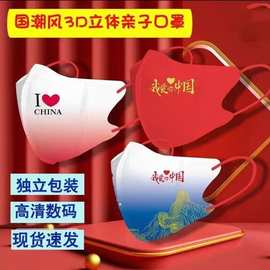 国庆口罩亲子款3D立体爱国多种国风款口罩三层独立包装
