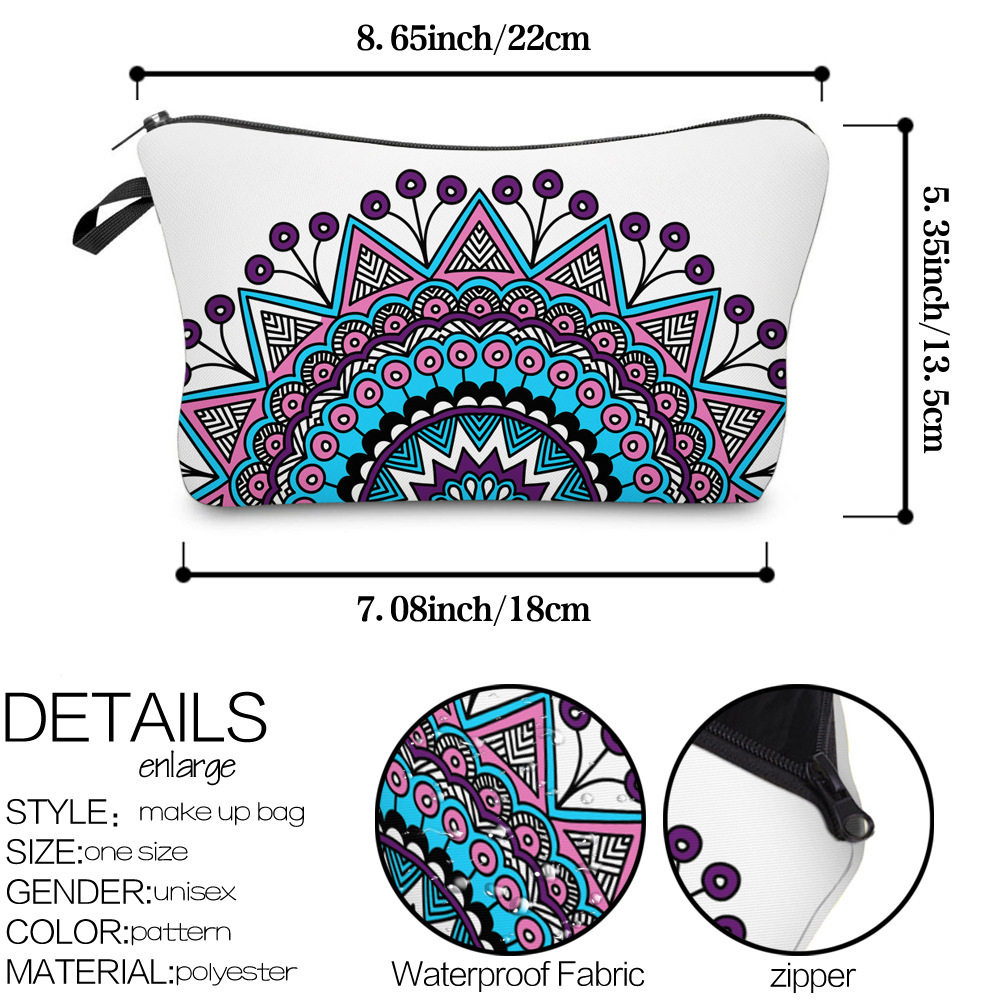 Women's Small All Seasons Polyester Printing Flower Ethnic Style Square Zipper Cosmetic Bag display picture 1