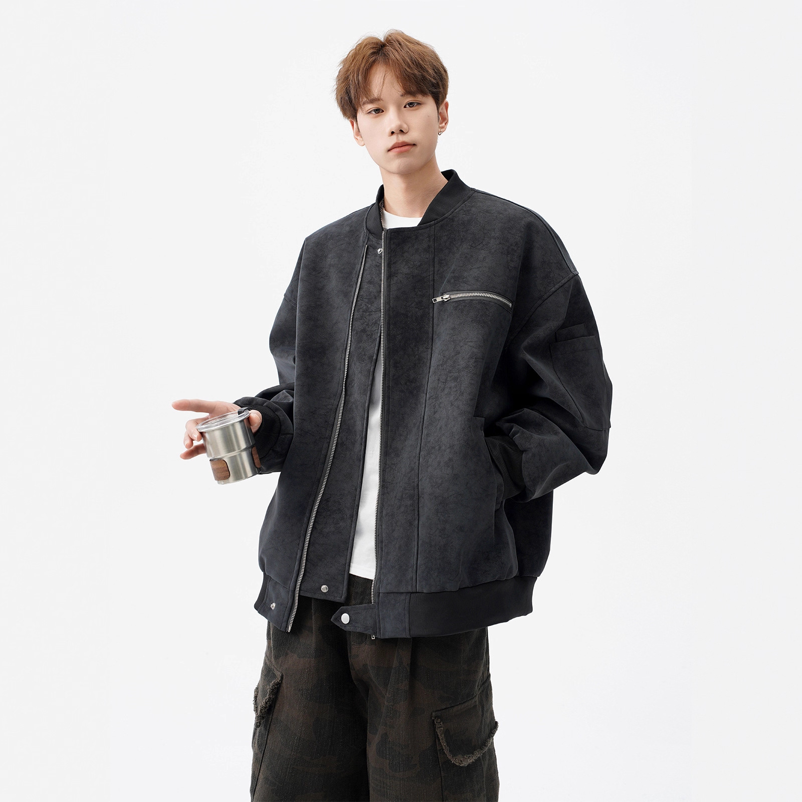 Baseball Jacket, Cool Tie Dye Leather Jacket, Design Sense, Short Workwear Jacket, Trendy_voghion.com