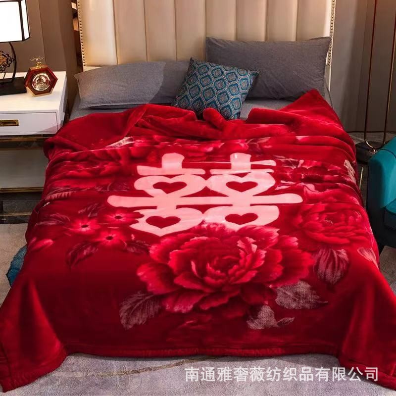 Mantras de boda de estilo antiguo, mantas rojas de boda, mantas dobles, mantas de doble persona, mantas de invierno.