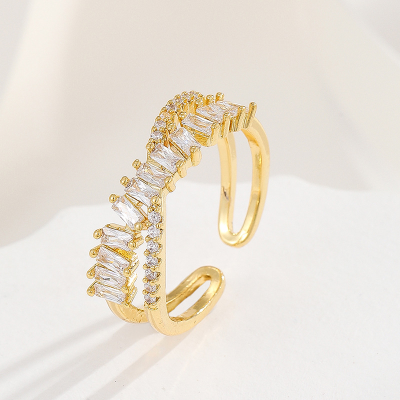 20g Weight Zircon Inlay Material Open Rings Classification 1 Piece Quantity Holiday, Banquet Occasion Copper Material Heart Shape, Crown, Flower Pattern Unisex Gender Inlay Design Lady Style Wholesale Jewelry Lady Heart Shape Crown Flower Copper Zircon Inlay Open Rings 9
