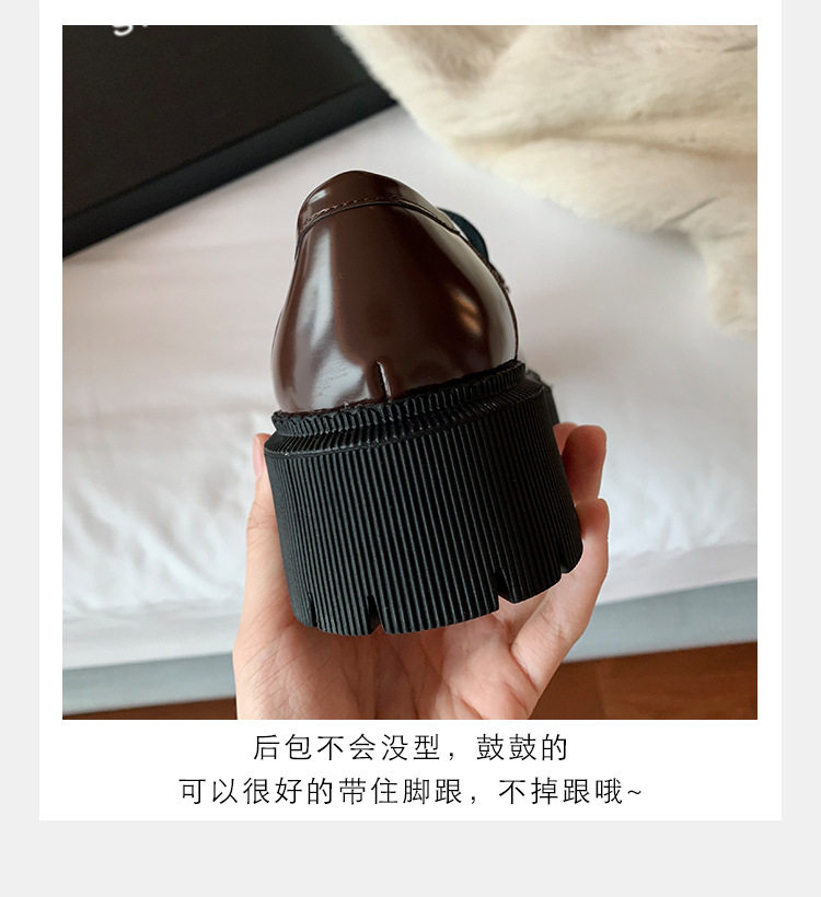 Giày lười nữ mũi tròn đế dày tôn dáng, xỏ chân kiểu slip-on gót thô 3–5 cm — Màu nâu, Màu đen chi tiết 8