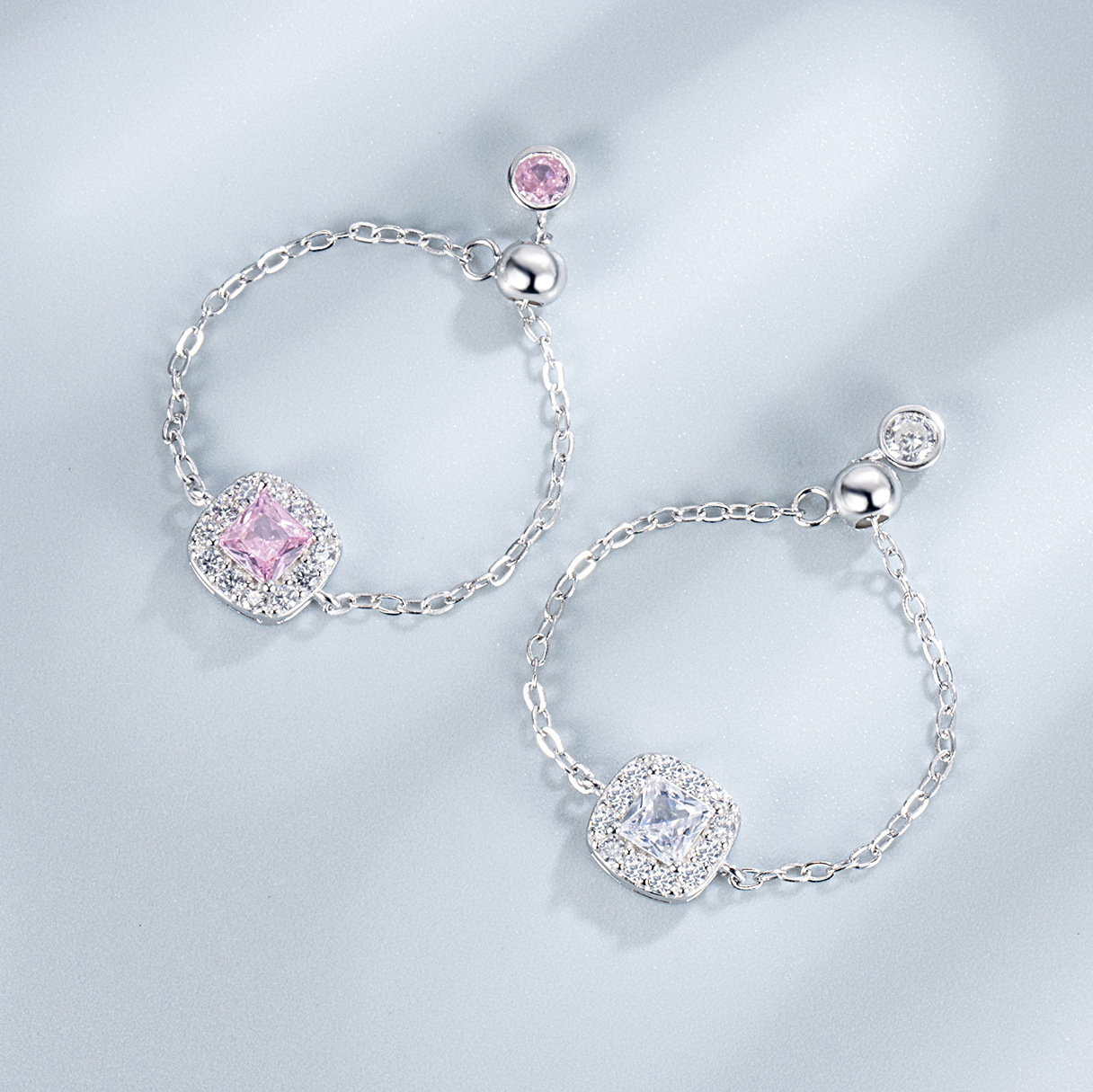 Sterling Silver 925 Silver Jewelry Set Pink Star Jewelry Necklace Ear Stud Ring display picture 13