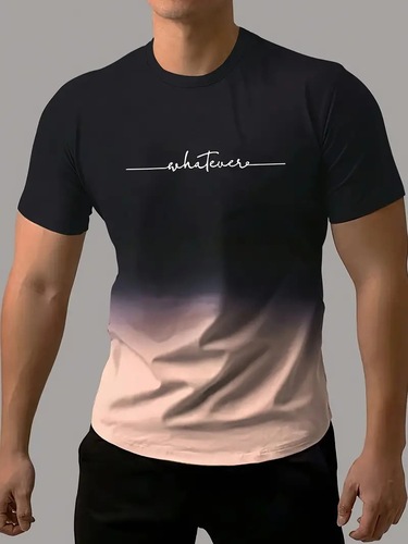 2025 Foreign Trade Simple Gradient 3D Printed Short-Sleeved T-Shirt—Hot-Selling European and American Cross-Border Breathable Men’s Clothing—Factory Direct Sales