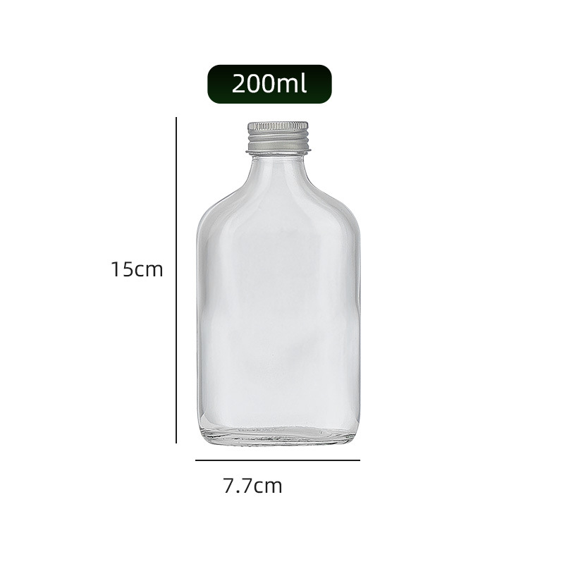 Botella Plana de Hombro Inclinado, Vidrio, para Embalaje de Regalos