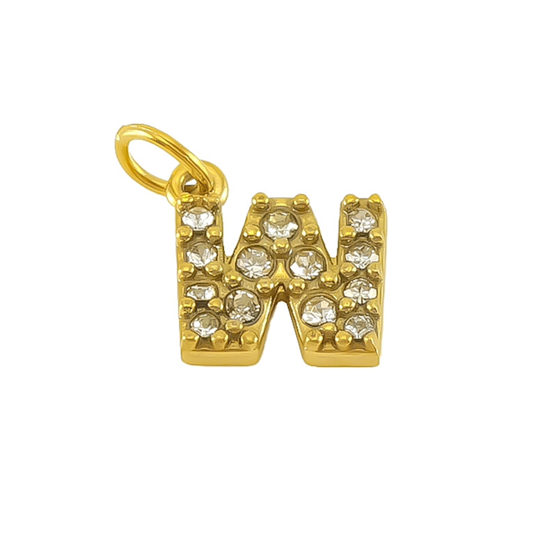 Nueva moda europea y americana de acero inoxidable con incrustaciones de diamantes 26 letras inglesas colgantes accesorios femeninos Advanced Advanced Mini letras joyas