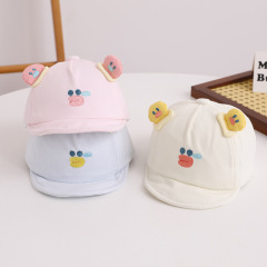 本惠 刺繡卡通嬰兒帽子春秋款可愛純棉新生兒0-3個月薄款遮陽胎帽