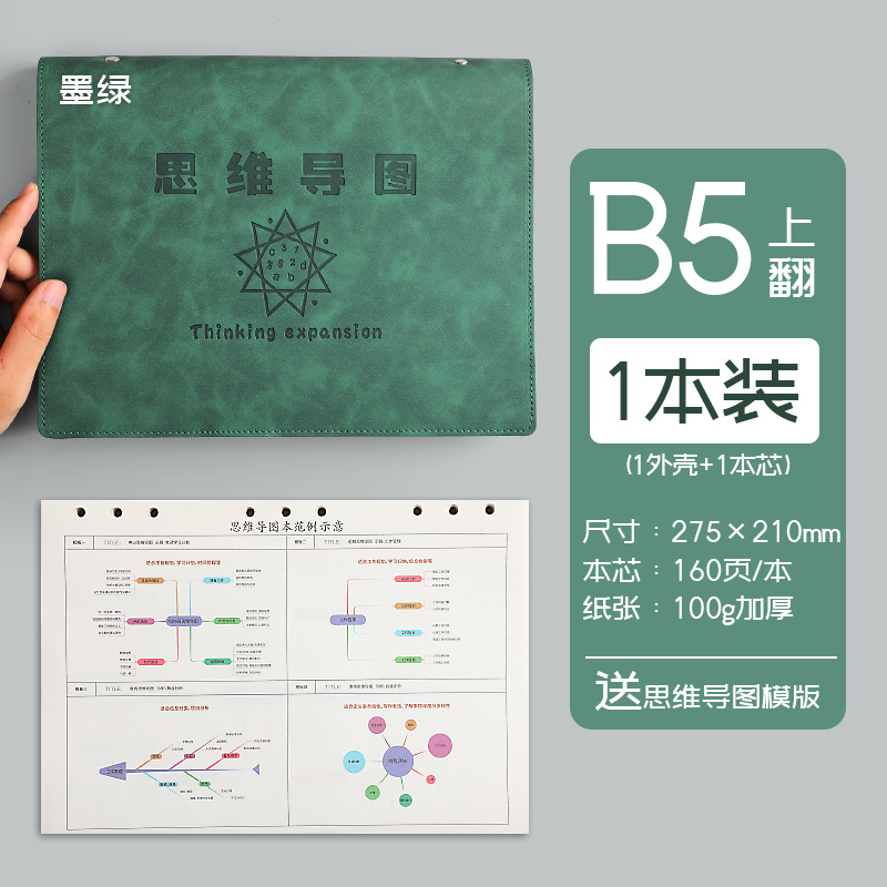 Mapa de la mente cuaderno a4B5 cuaderno de hojas sueltas desmontable estudiante simple examen de ingreso de posgrado Aprendizaje de cuero suave en stock al por mayor