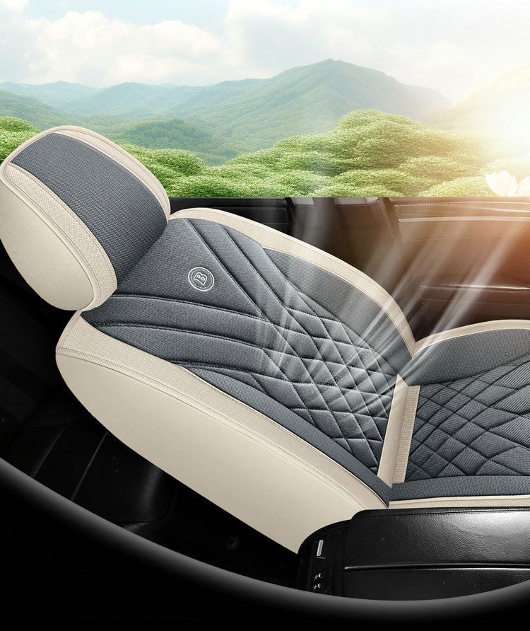New Car Seat Cushion for All Seasons, Cartoon Cute Seat Cushion, All-Inclusive Linen Seat Cover, Female Seat Cover, Summer Car Cushion