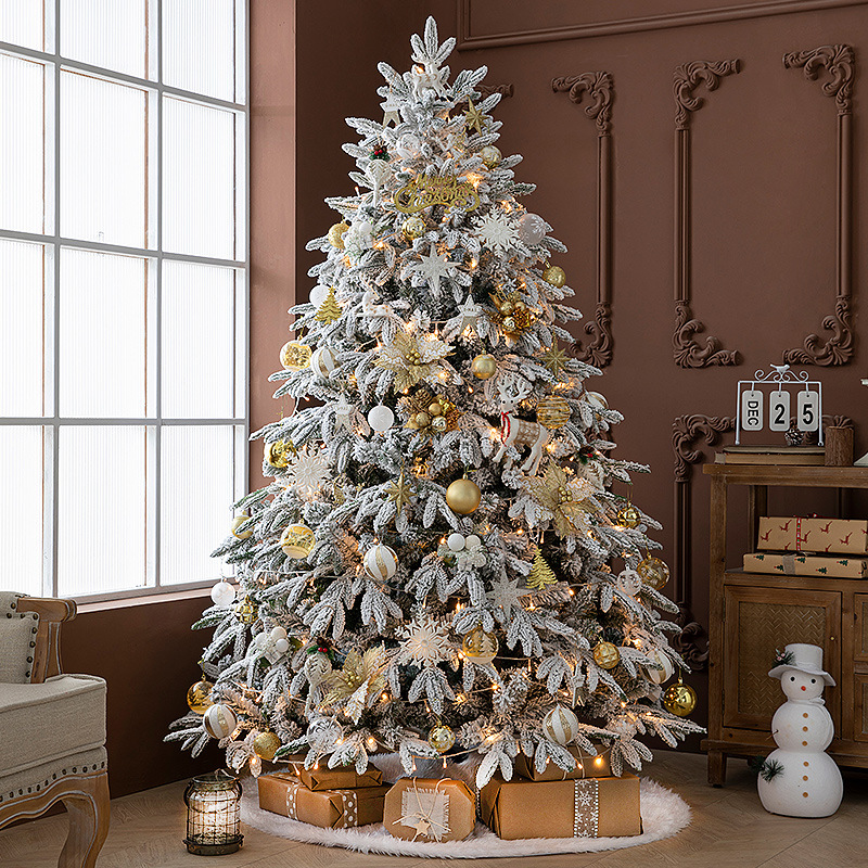 Hong Kong Heng nuevo PE flocado árbol de Navidad árbol de nieve grande blanco copo de nieve paisaje árbol decorativo decoraciones de Navidad adornos