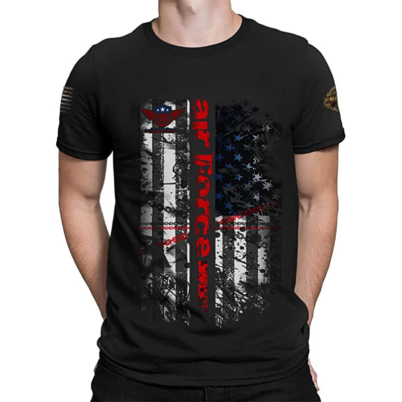 2025 Summer New Round Neck T-Shirt Fashion Stylish Tactical T-Shirt Printing Casual Trendy Street Men's Clothing Export