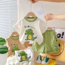韩版童装男童夏装套装2025新款儿童恐龙短袖男孩宝宝帅气夏季衣服