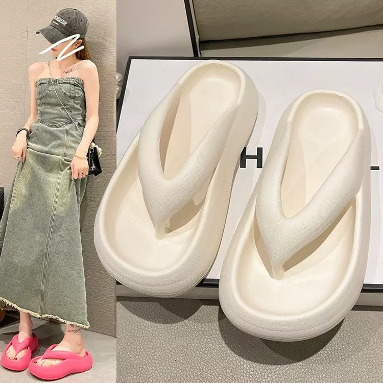 Женские шлепанцы на толстой подошве, летние модные уличные Нескользящие тапочки, женские шлепанцы, увеличивающие рост, пляжная обувь
