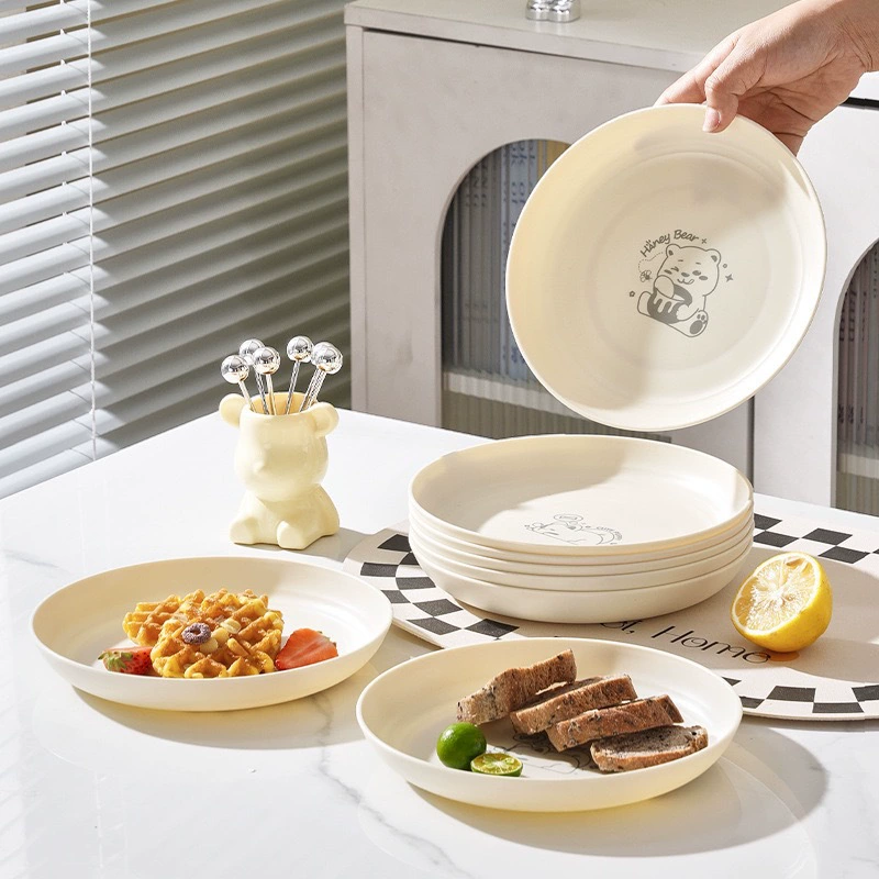 Creative Bone Spit Dish Cream Disc Thickened Household Disc Plastic Food Grade Dining Table Dish Kitchen Fruit Snacks Dish