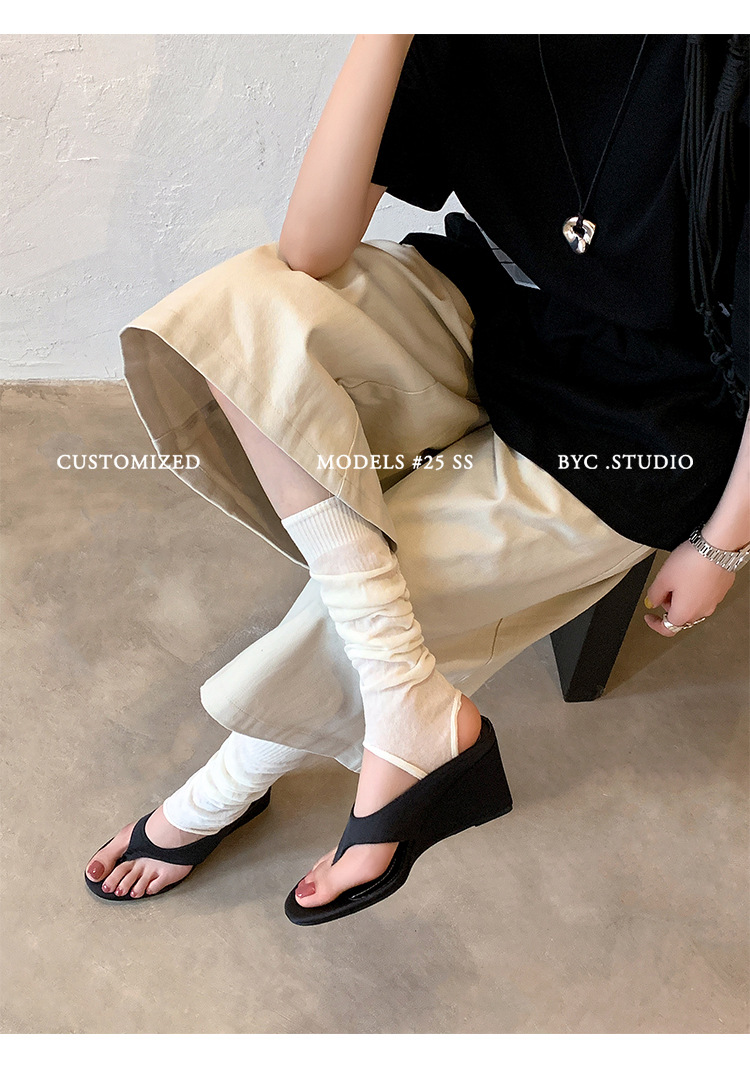 Dép xỏ ngón nữ đế xuồng cao 7 cm phối váy mùa hè — đen, bạc trắng, màu đỏ chi tiết 18
