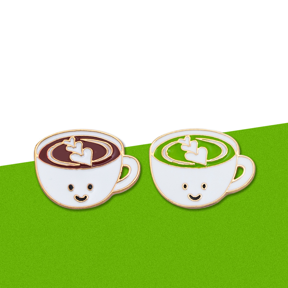 创意可爱卡通茶杯咖啡杯胸针coffee金属滴油徽章防走光配饰批发|ru
