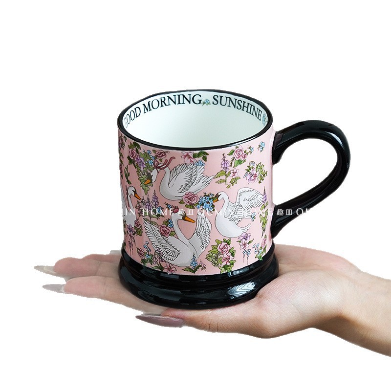中古风马克杯复古繁花陶瓷杯下午茶咖啡杯子高颜值情侣水杯|undefined