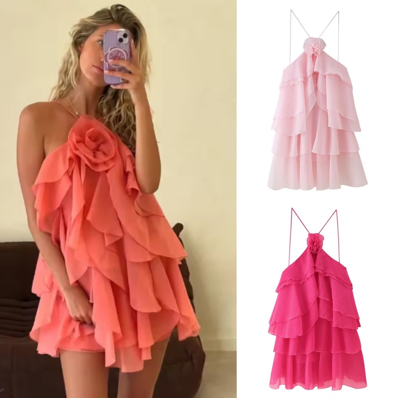 ヨーロッパとアメリカのファッション婦人服の卸売 2025 夏の新しいファッション気質ホルターネックドレス|undefined