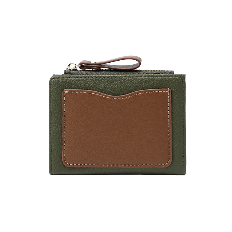 Haitao nueva billetera para mujer, elegante y simple, monedero corto para estudiantes, dos tarjetas de descuento, billetera para mujer al por mayor