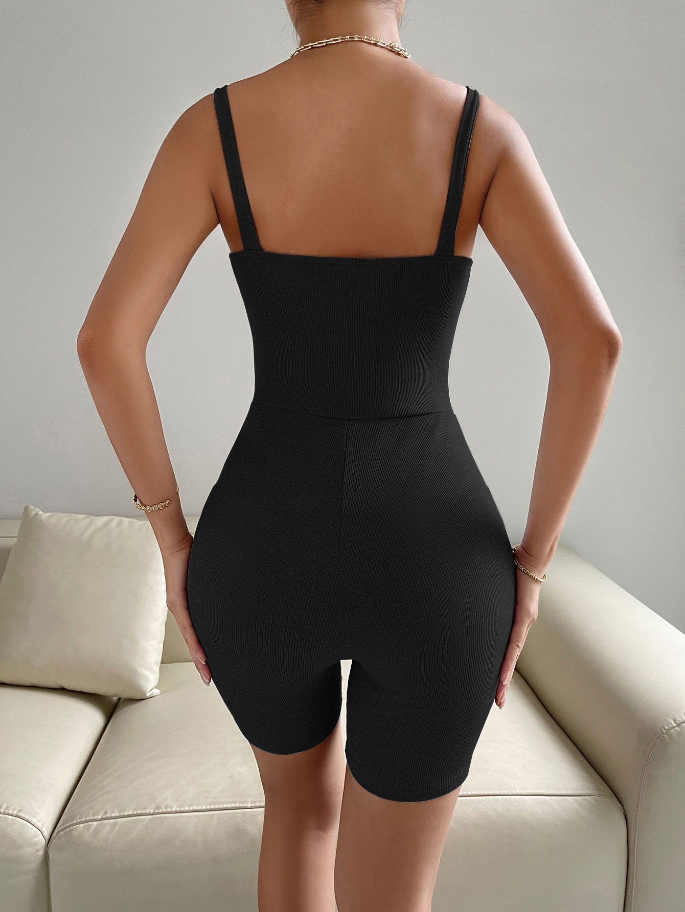 Knitted Sling Jumpsuit Spring Summer Solid Color Sexy Women Clothing