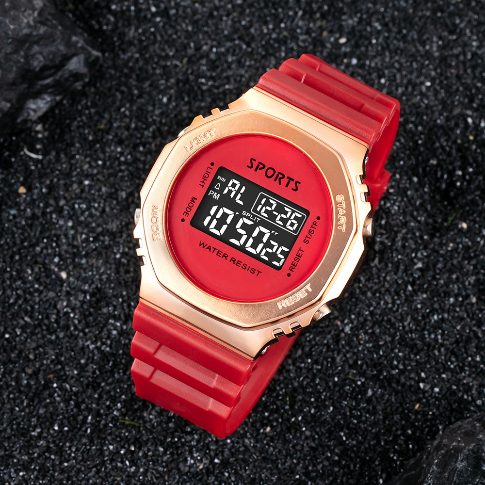 Moda para estudiantes masculinos y femeninos, reloj electrónico de alarma de cronometraje deportivo al aire libre, fábrica de relojes electrónicos luminosos multifuncionales al por mayor