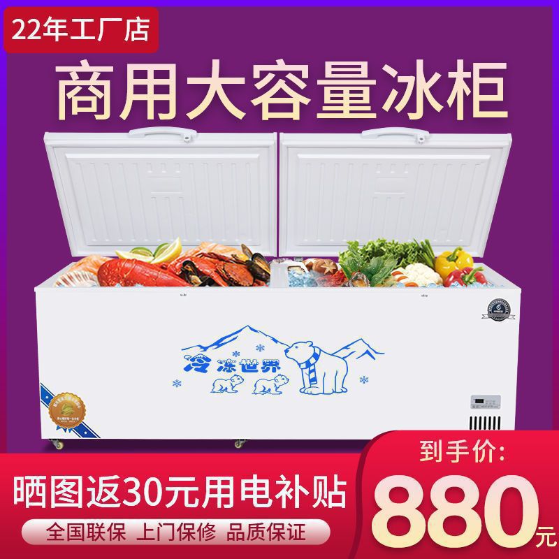 冰柜冷藏冷冻商用冷链大容量单温双温卧式铜管保鲜节能电冰箱雪柜