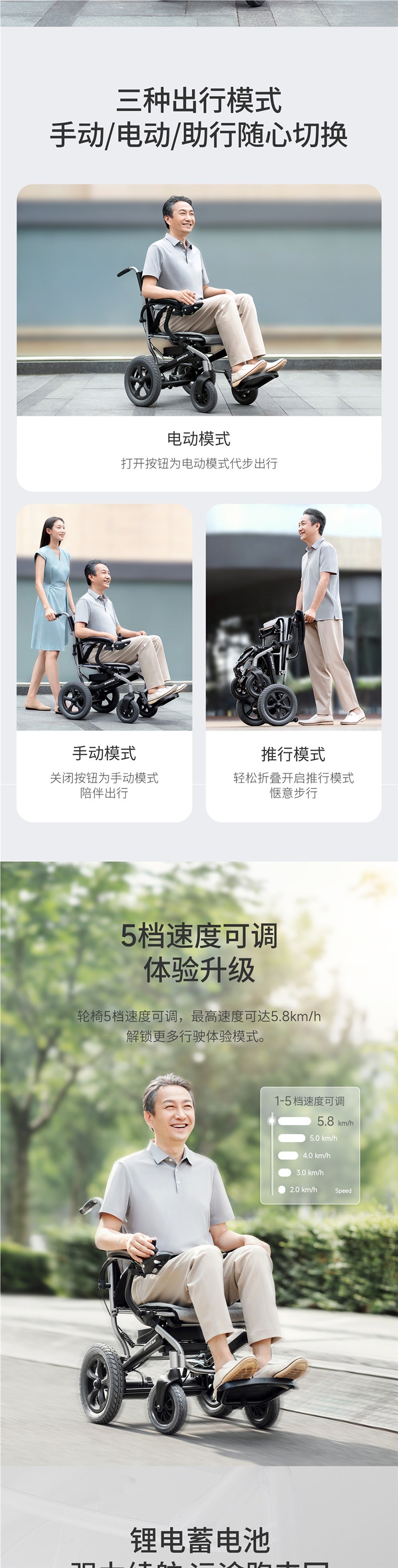 Yuyue Electric Wheelchair for the Elderly, Portable, Foldable, Lightweight, Smart, Fully Automatic Mobility Scooter for Young People D130Fl