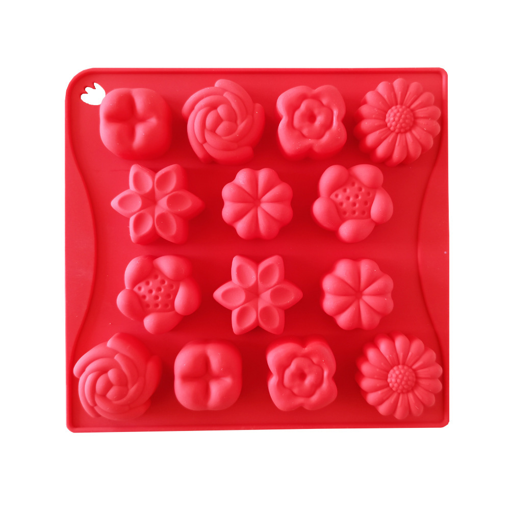 14 flores 60 molde de silicona pastel helado pudín molde de postre jabón utensilios