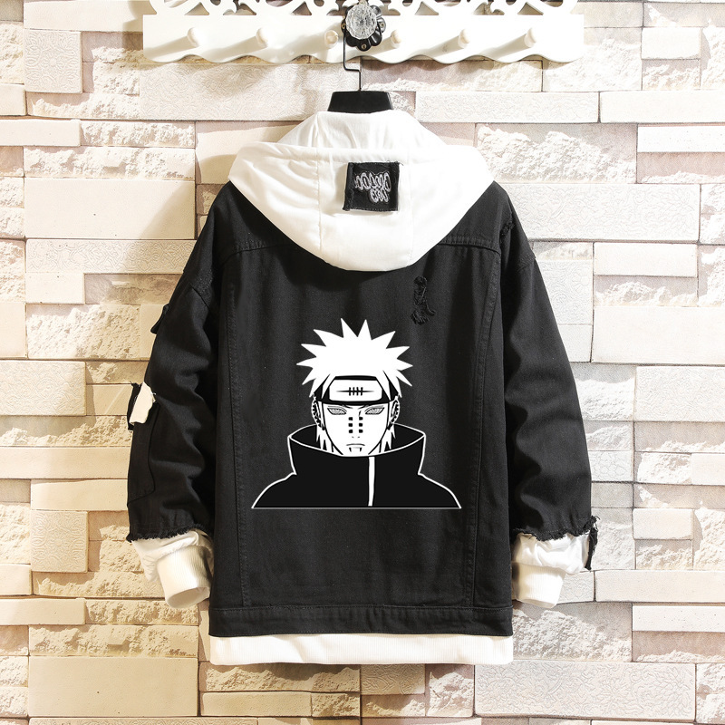 Huoying Wei Yi Anime Naruto Clothes Secondary Yuan Xiao Organization Uchiha Denim Jacket Men's and Women's Student Jacket Huoying Wei Yi Anime Naruto Clothes Secondary Yuan Xiao Organization Uchiha Denim Jacket Men's and Women's Student Jacket