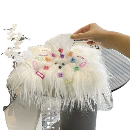 Dopamine tissue bag living room car tissue box bedroom car tissue storage bag high-end creative cute long-haired dog