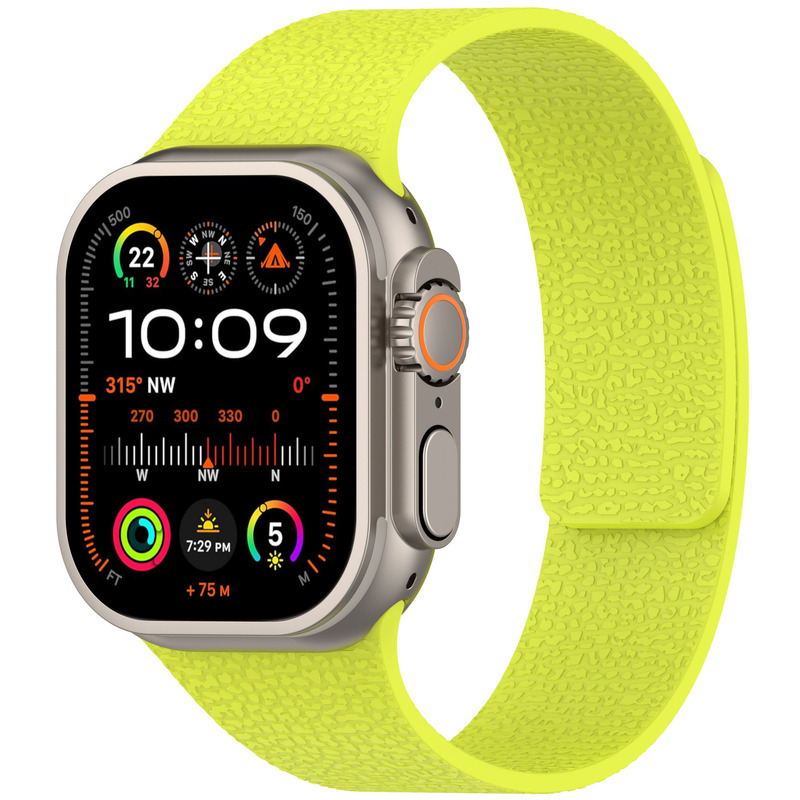 Apple iWatch S9 Ultra、S10、S11対応、ライチ柄シリコン製マグネット式腕時計バンド、ソフトマグネットダブルセクション|undefined