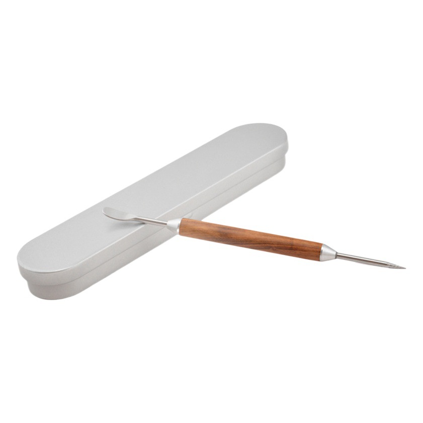 Factory direct supply flower needle coffee flower needle stainless steel flower pen fancy professional crochet needle carved needle wooden handle