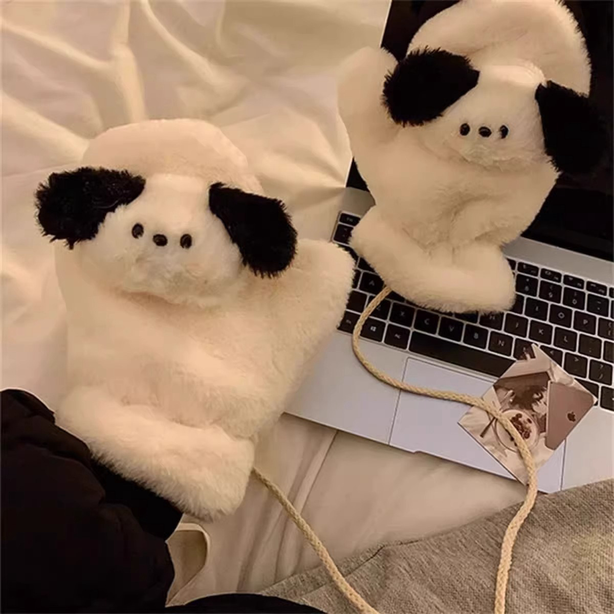 Nuevos productos lindos guantes para perros de peluche de invierno para mujeres de peluche para estudiantes de invierno para montar guantes calientes al por mayor